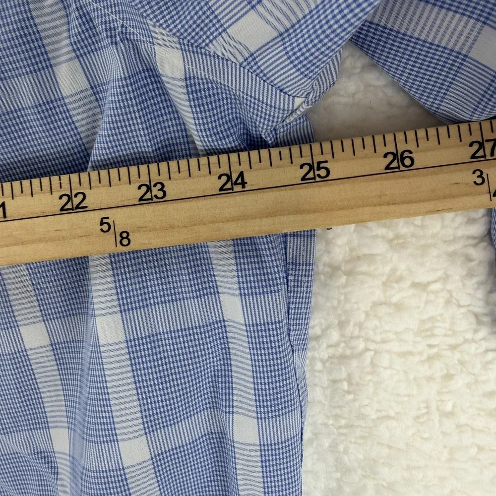 Banana Republic Shirt Mens XL Blue‎ White Plaid Non Iron Classic Fit Button Down